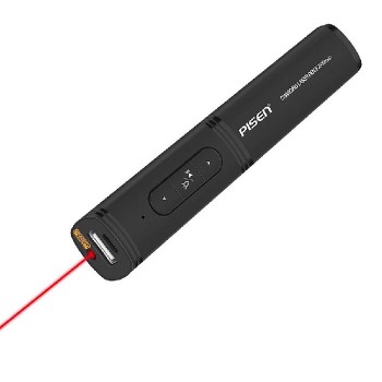 Pisen Télécommande de présentation sans fil avec pointeur laser et chargeur USB intégrés - Noir