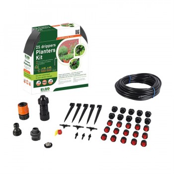 Kit de goutteur d'irrigation pour jardinières et pots pour 25 jardinières avec 15 poteaux en ligne et 10 terminaux