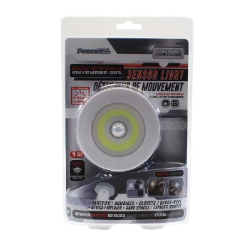 PowerDEL Rondelle de lumière DEL adhésive avec détecteur de mouvement - Blanc