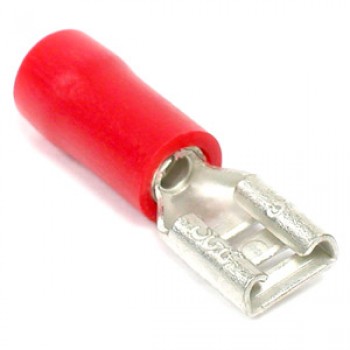 PureVolt Blade Terminal - Female - .187" - 22-16 AWG - Simple Sleeve - Red - Pack of 10