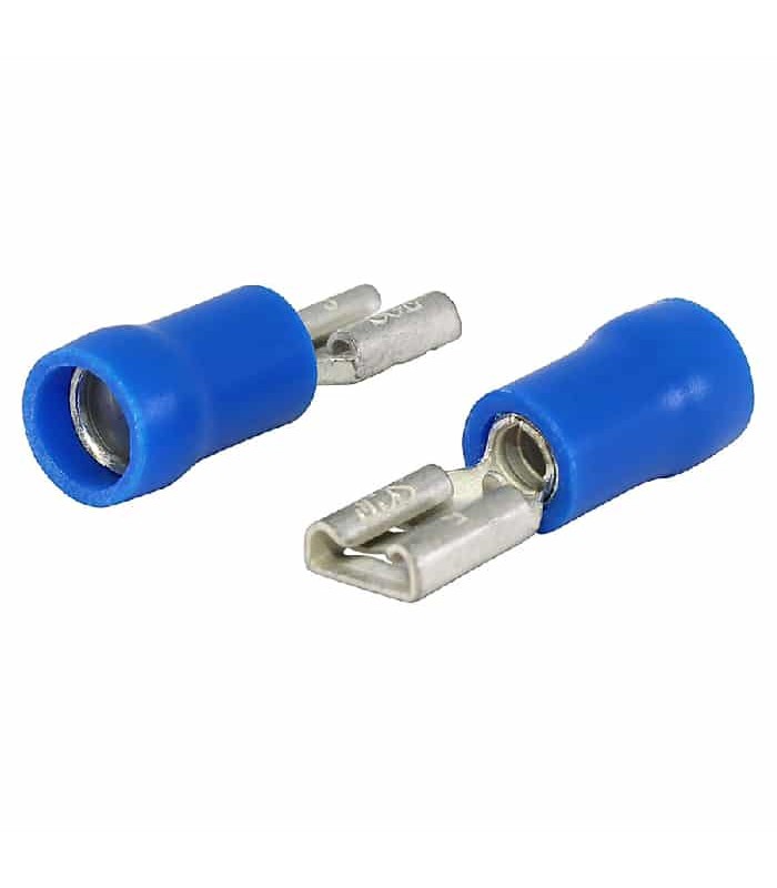 PureVolt Blade Terminal Female - .250 in - 16-14 AWG - Blue - Pack of 10