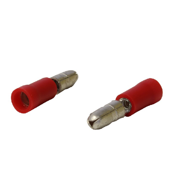 PureVolt Bullet Terminal - Male - 4 mm - 22-16 AWG - Red - Pack of 10