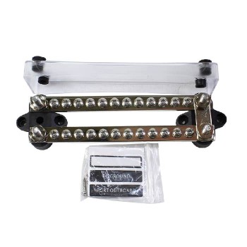 PureVolt Bornier double isolé avec couvercle - 300V CA/48V CC - 100A - 12 X M4 - Laiton