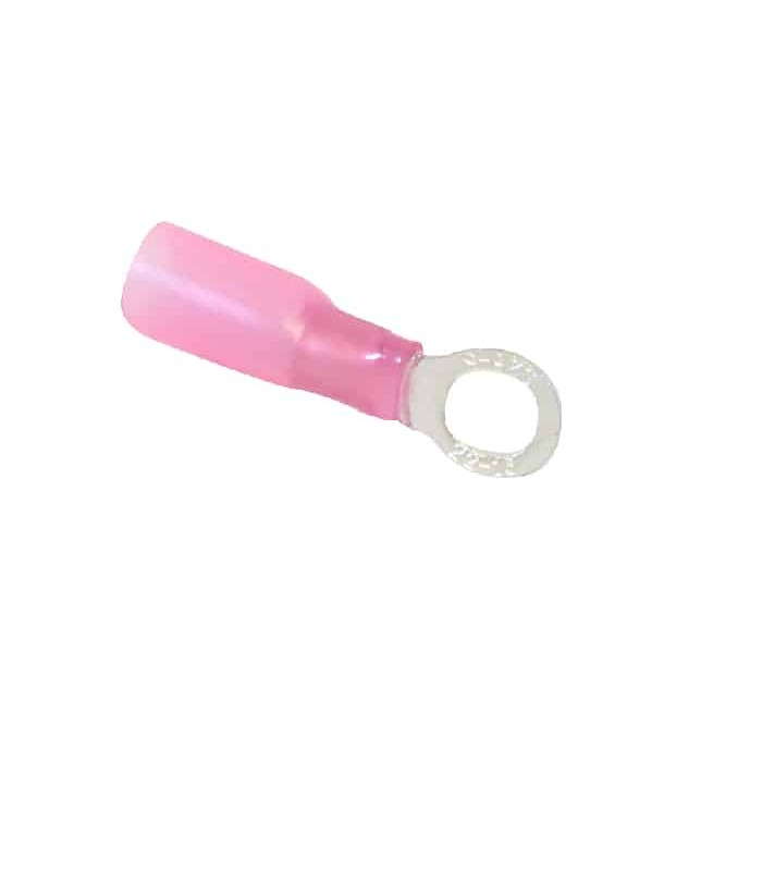 PureVolt Heat-Shrink Ring Terminal - Screw #10 - 22-16 Awg - Pink - Pack of 10