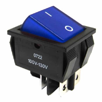 PureVolt illuminated Rocker Switch DPST Blue - ON/OFF - 16A/125V - 10A/250V
