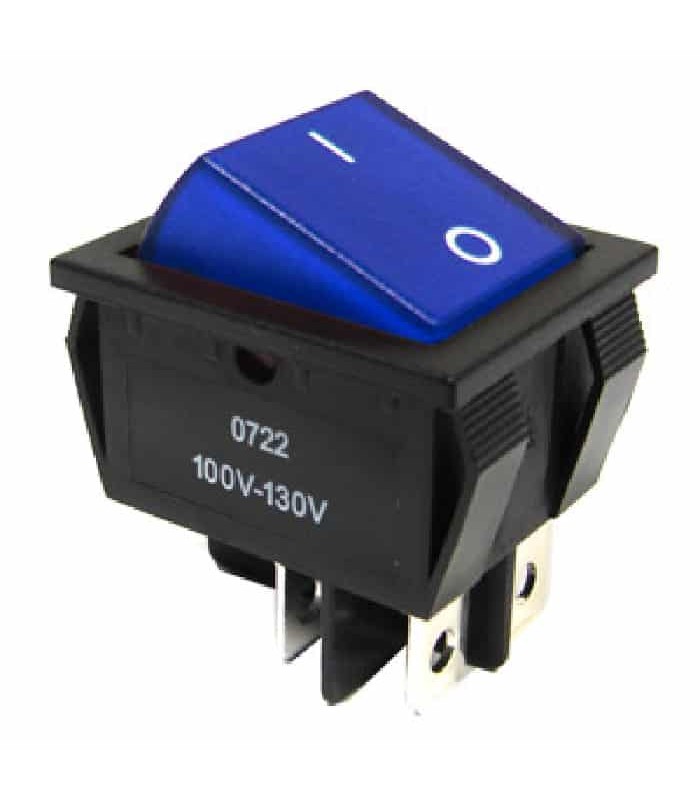 PureVolt illuminated Rocker Switch DPST Blue - ON/OFF - 16A/125V - 10A/250V