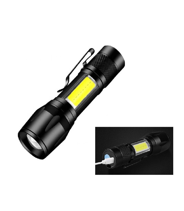 PureVolt Mini Rechargeable LED Flashlight with Belt Clip - 3 Modes