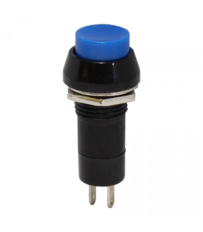 PureVolt Interrupteur à bouton poussoir momentané - S.P.S.T - N.O. - 125 V/250 V - 3 A/1 A - Bleu