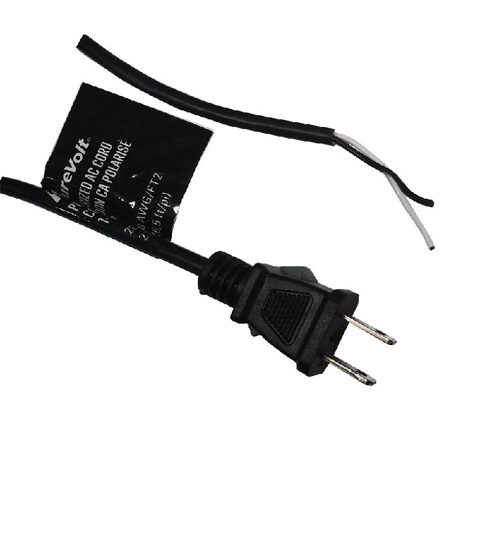 PureVolt Corde CA polarisée NEMA 1-15P- 2 C/18 AWG - SVT - Noir - 2 M