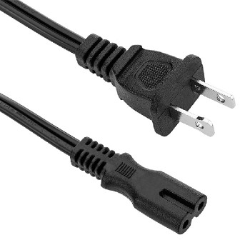 PureVolt NEMA 1-15P to C7 Power Cord - 2c/18 AWG - FT2 - Black - 2 m