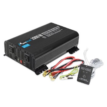 PureVolt  Onduleur de puissance avec 2 prises CA, 1 port USB, 1 port USB-C et télécommande - 2000 W