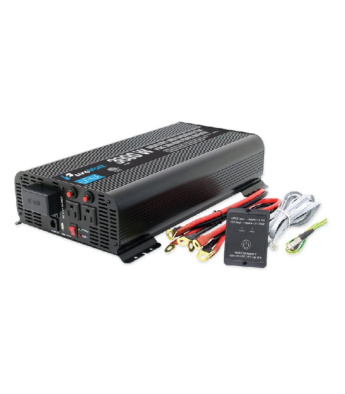 PureVolt Power Inverter with 2 AC outlets, 1 USB port, 1 USB-C port and Remote Control - 3000 W