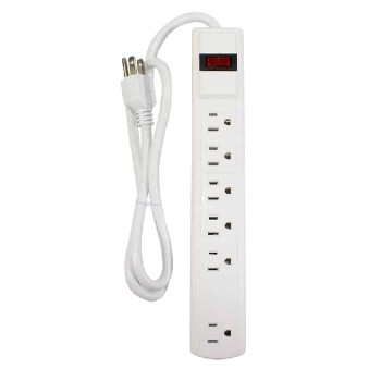 PureVolt Power Strip - 6-Outlets - 14 AWG - 125V - 1875W - White - 3'
