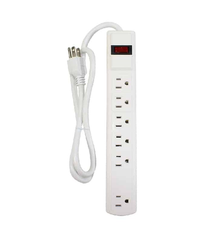 PureVolt Power Strip - 6-Outlets - 14 AWG - 125V - 1875W - White - 3'