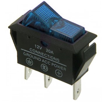 PureVolt Interrupteur à bascule illuminé Bleu - 12 VDC 20 AMP