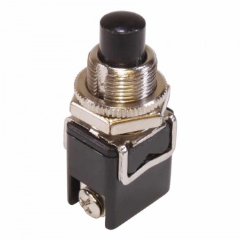PureVolt Round Momentary Push Button Switch - N.C - 125V - 8A - Black