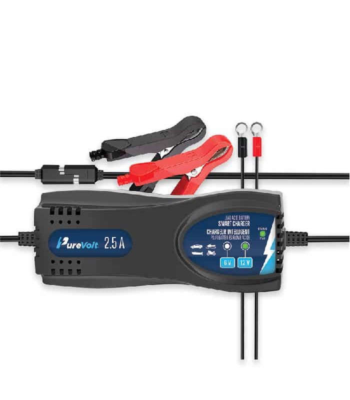 PureVolt Chargeur intelligent pour batterie au plomb-acide scellée - 2.5 A - 6V/12V