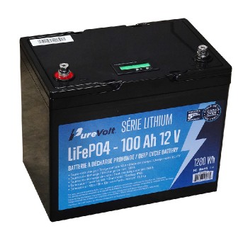 PureVolt Sealed Lithium Battery - 12 V - 100 Ah - 1280 Wh - LifePo4