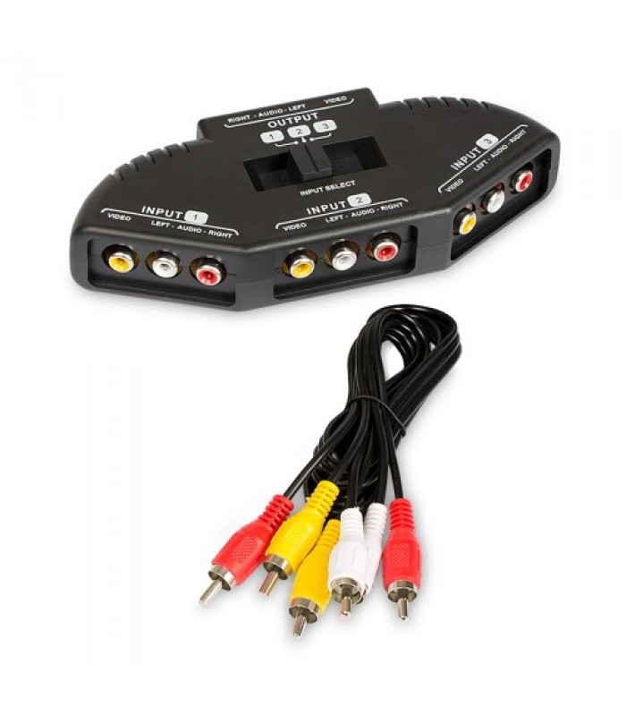 Commutateur RCA audio/vidéo composite 3 en 1