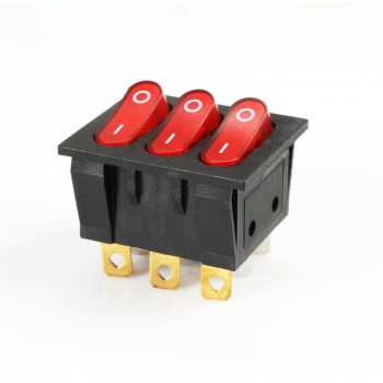 Interrupteur à bascule ON/OFF de SPST triple 9 broches - Rouge