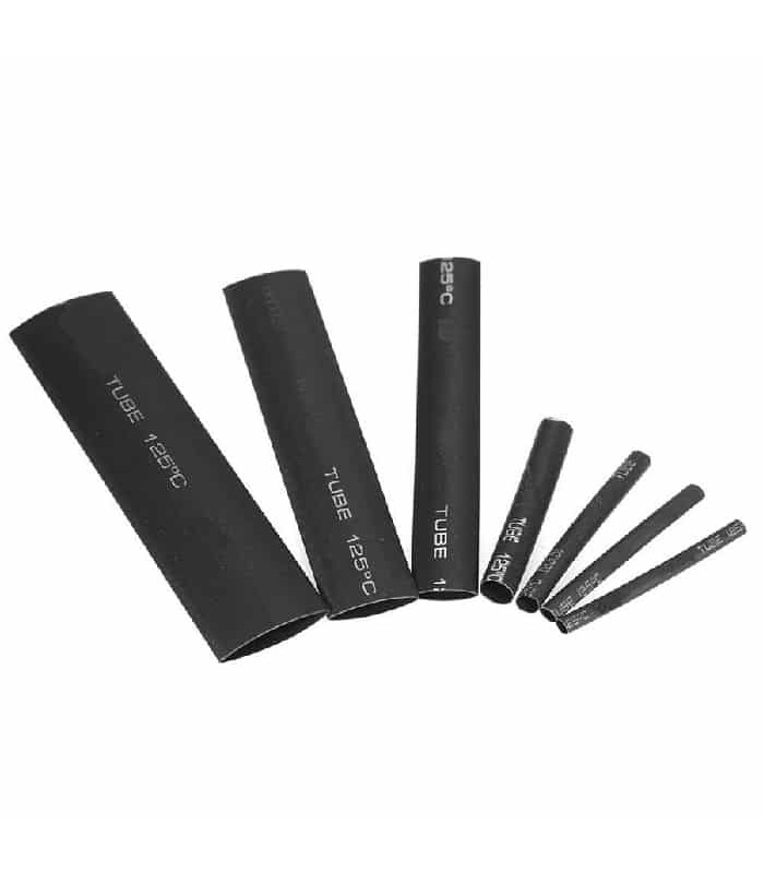 RedLink 2:1 Ratio Heat Shrink Tubing Assortment - 7 Sizes - Black - 100 pieces