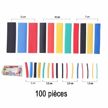 RedLink Assortiment de gaines thermorétractables à ratio 2:1 - 7 tailles - Couleurs variées - 100 pièces