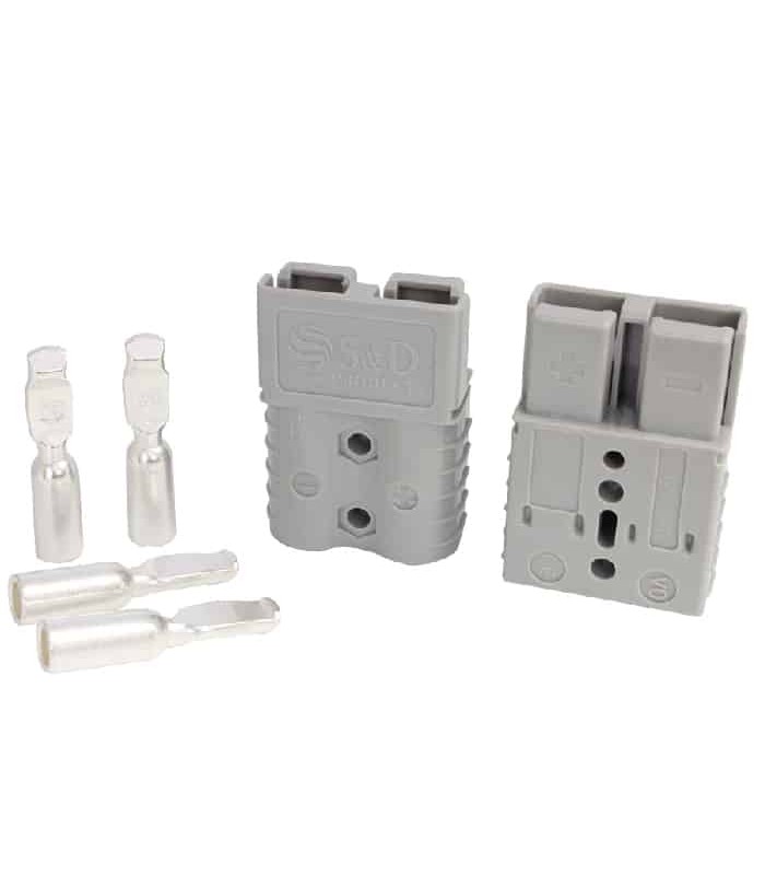 RedLink 2-Pole Anderson Connector with 4 Terminals - 600 V - 120 A - 4 AWG - Grey - Pack of 2