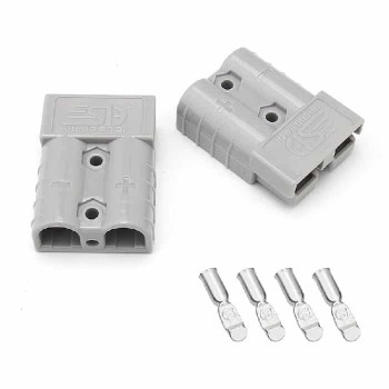 RedLink Connecteur Anderson 2 pôles avec terminaux SG175A - 600 V - 50 A - 6 AWG - Gris - Paquet de 2
