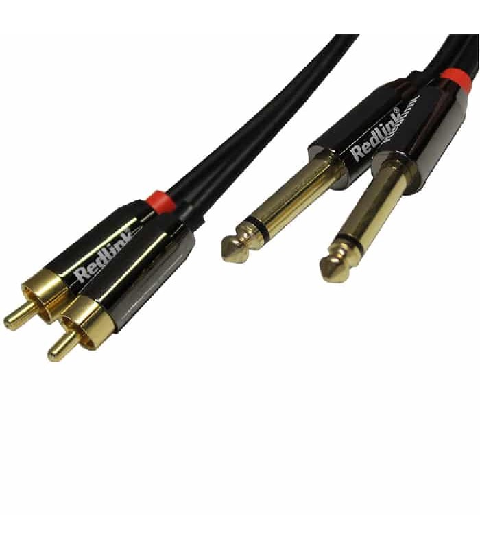 RedLink Câble 2 X 6.3 mm mono mâle à 2 X RCA stéréo mâle - 2 m