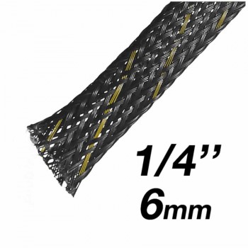 RedLink  Expandable Braided Sleeving - 6mm (1/4") Diameter - 10m - Black & Gold