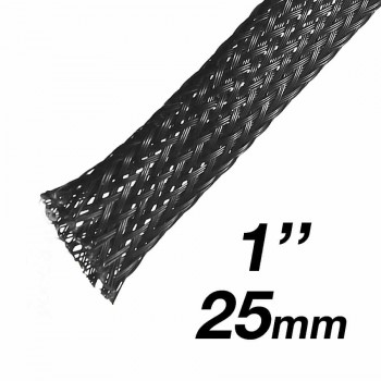RedLink PET Expandable Braided Sleeving - 25 mm (1") Diameter - 10m - Black