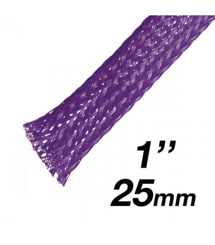 RedLink PET Expandable Braided Sleeving - 25mm (1 in) Diameter - 10m - Purple