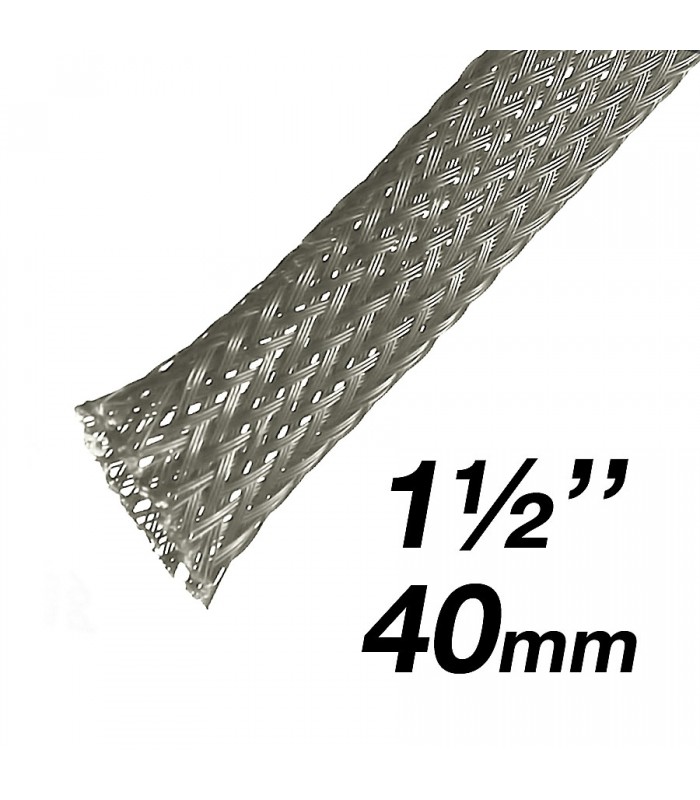 RedLink PET Expandable Braided Sleeving - 40mm (1-1/2 in) Diameter - 10m - Grey