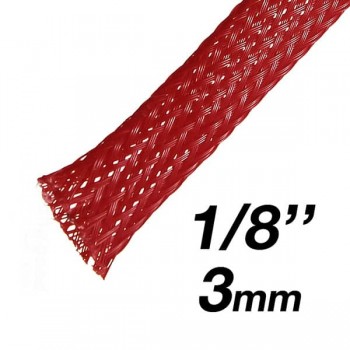 RedLink PET Expandable Braided Sleeving - 6mm (1/8") Diameter - 10m- Red