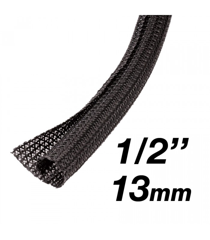 RedLink Gaine extensible tressée auto-fermante - Diamètre de 13m (1/2'') - 3m - Noir