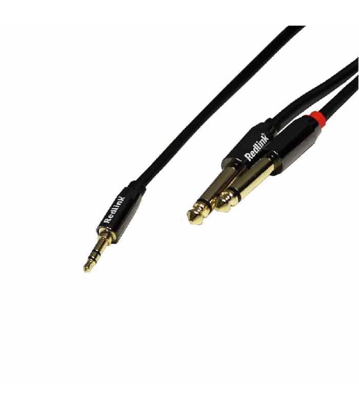 RedLink Stereo 3.5 mm Male to 2x Mono 6.3 mm Male Cable - 4 M