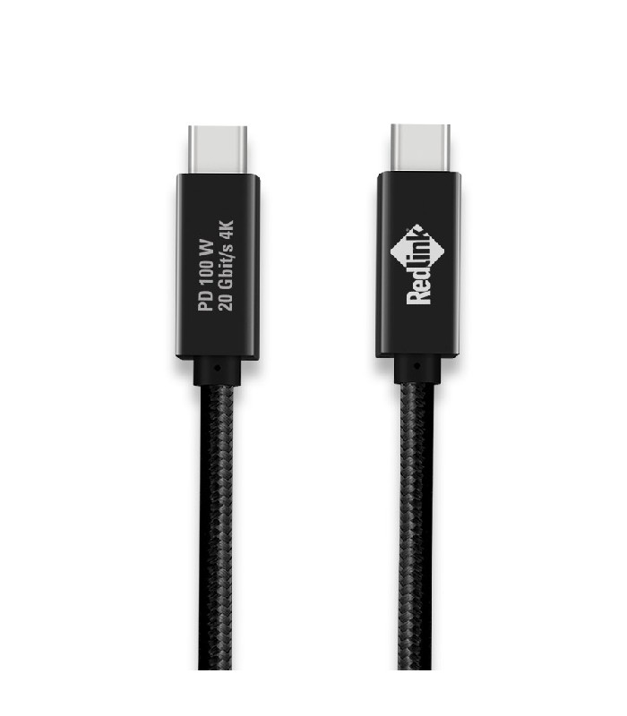 RedLink USB-C Male to USB-C Male/Thunderbolt 3.2 PD Cable - Black - 1 m