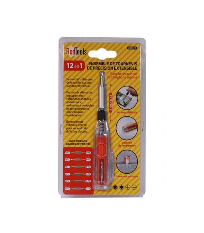 RedTools Tournevis de précision extensible 12 en 1