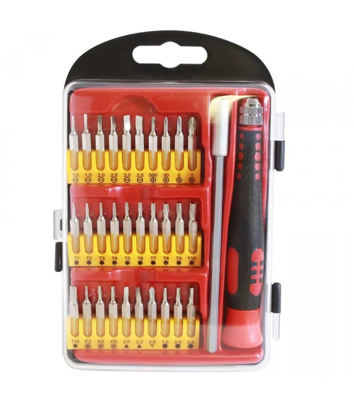 RedTools Precision Screwdriver Bit Set with Extension Shaft, Handle and Storage Case - 32 Pieces