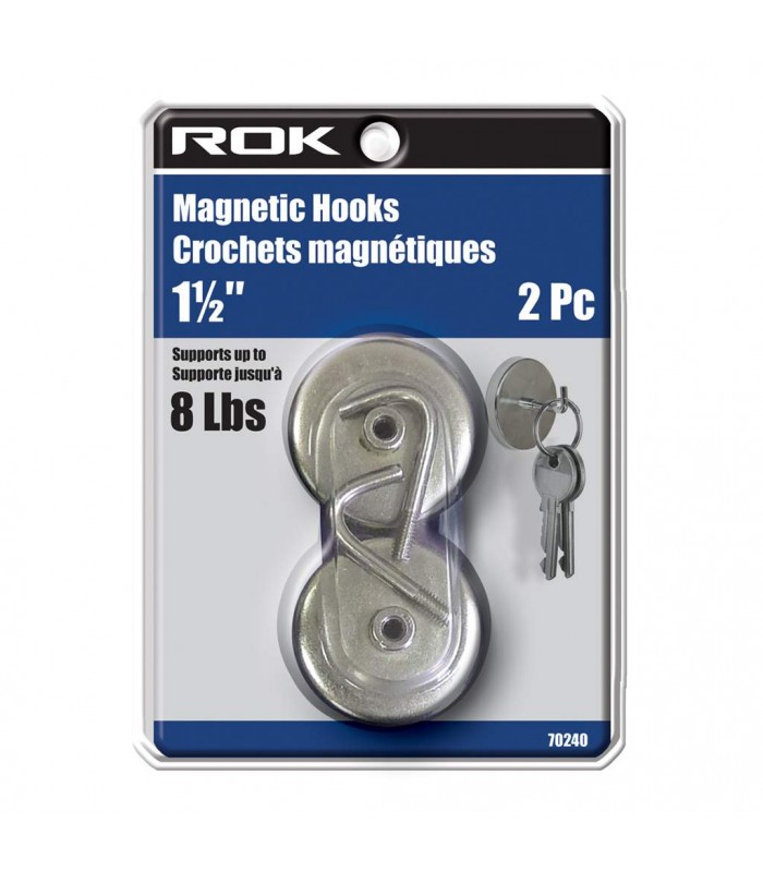 ROK Crochets magnétiques 1-1/2 po 8 lb - 2 pièces