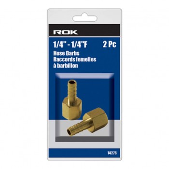 ROK 2pc 1/4 po F NPT x 1/4 po cannelé de tuyau