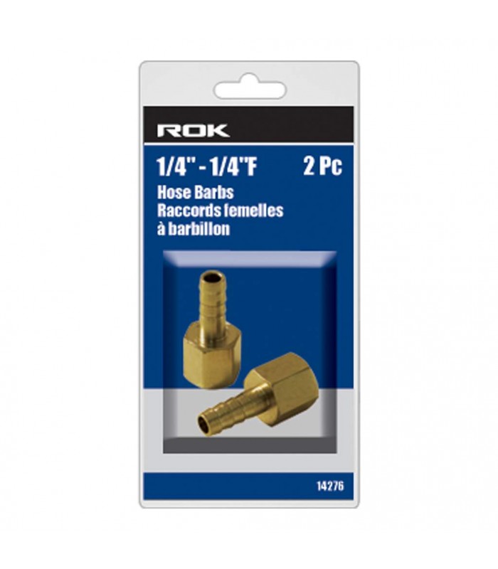 ROK 2pc 1/4 in F NPT x 1/4 in Hose Barb