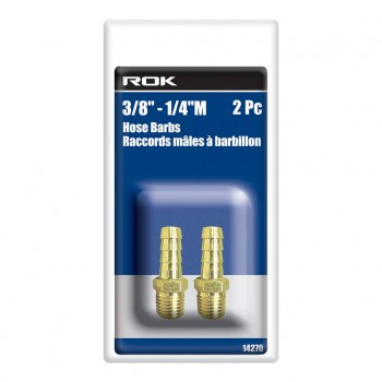 ROK 2pc 1/4 po M NPT x 3/8 po cannelé de tuyau
