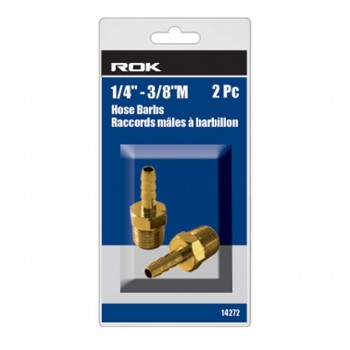 ROK 2pc 3/8 po M NPT x 1/4 po cannelé de tuyau