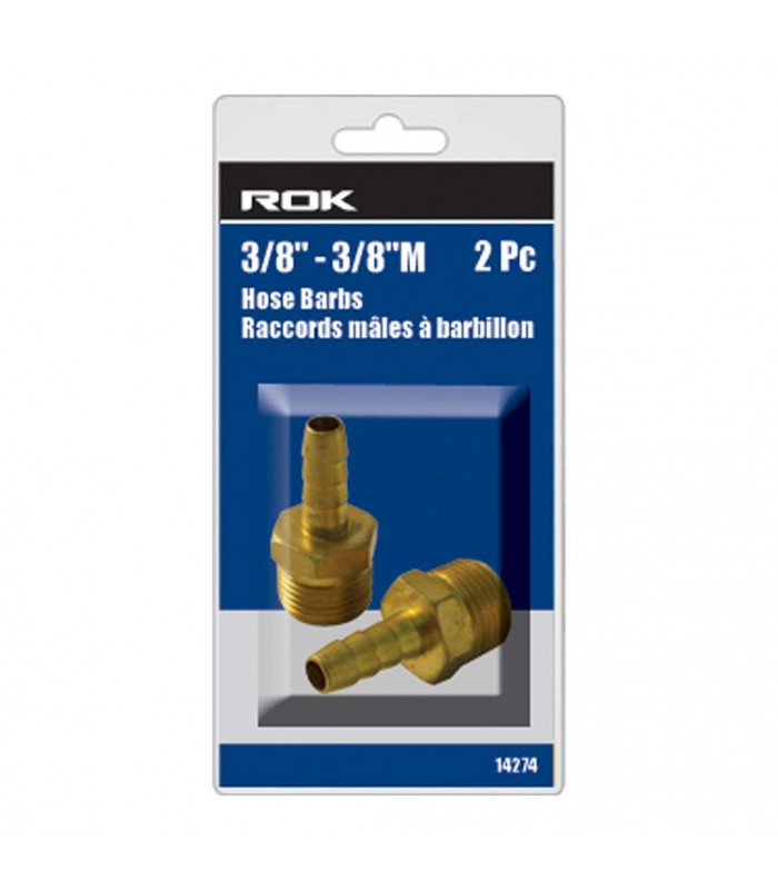 ROK 2pc 3/8 in M NPT x 3/8 in Hose Barb