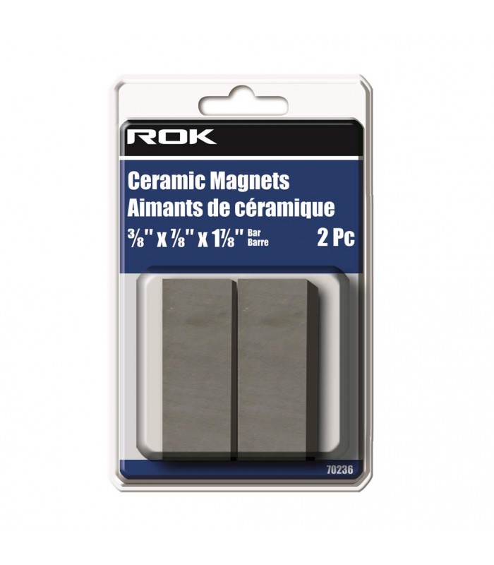 ROK Ceramic Bar Magnets 3/8 x 7/8 x 1-7/8 in. - 2 pieces