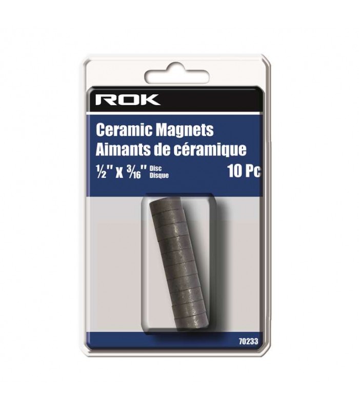 ROK Ceramic Disc Magnets 1/2 x 3/16 in. - 10 pieces