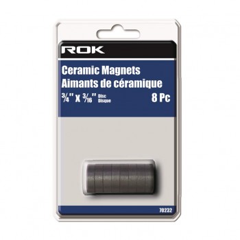 ROK Ceramic Disc Magnets 3/4 x 3/16 in. - 8 pieces