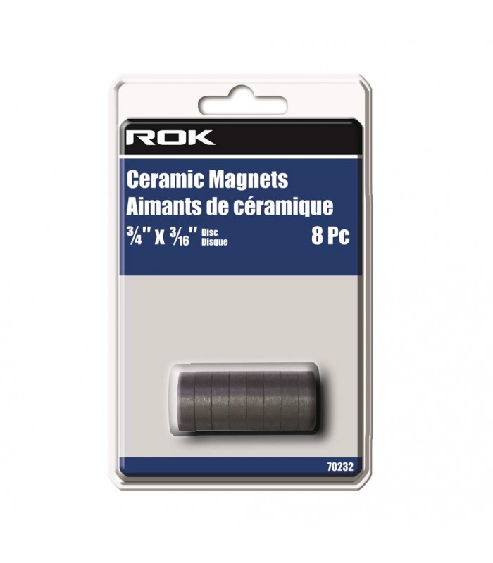 ROK Ceramic Disc Magnets 3/4 x 3/16 in. - 8 pieces