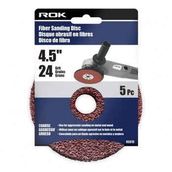 ROK Fiber Sanding Disc 4-1/2" 24 Grit 5 Pc